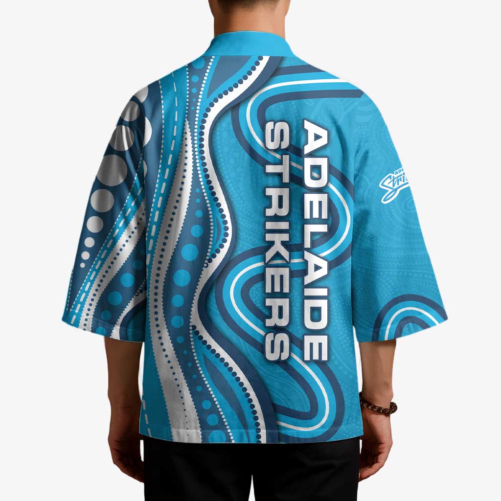 Adelaide Strikers Kimono Aboriginal Dot Art Cyan Blue - Tribal Wave Pattern
