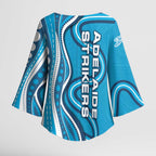 Adelaide Strikers Kimono Sleeve Blouse Aboriginal Dot Art Cyan Blue - Tribal Wave Pattern