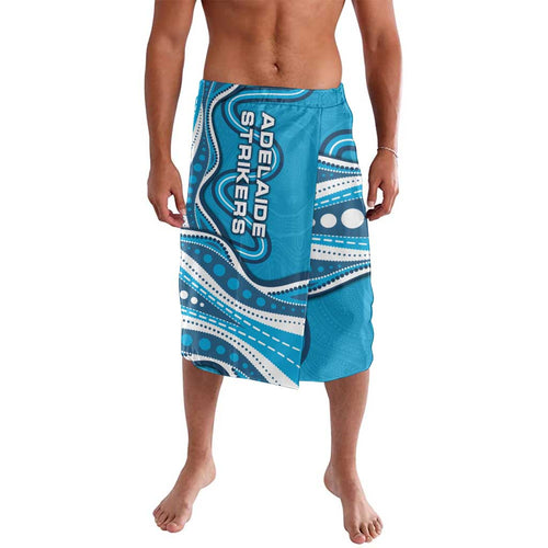 Adelaide Strikers Lavalava Aboriginal Dot Art Cyan Blue - Tribal Wave Pattern