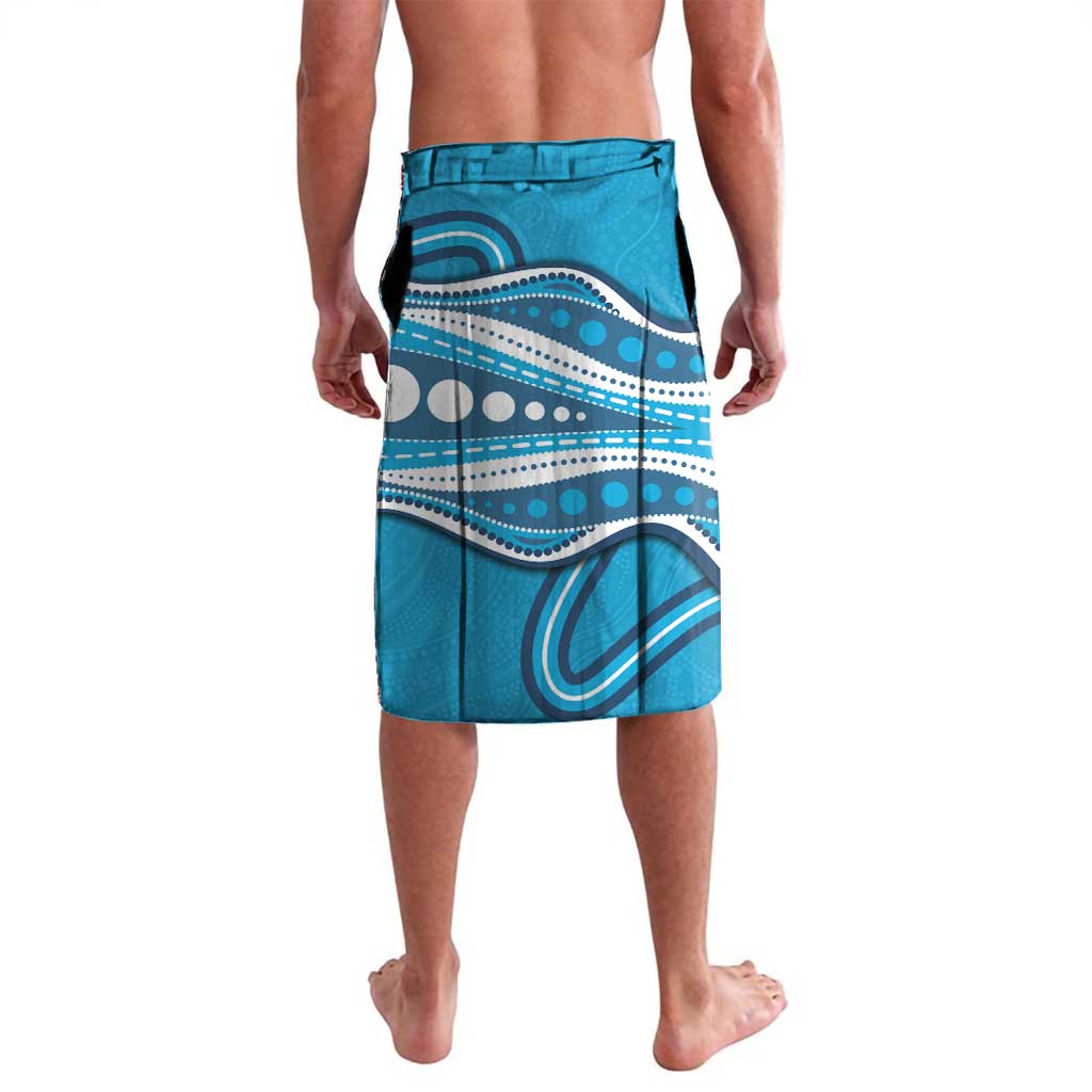 Adelaide Strikers Lavalava Aboriginal Dot Art Cyan Blue - Tribal Wave Pattern