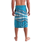 Adelaide Strikers Lavalava Aboriginal Dot Art Cyan Blue - Tribal Wave Pattern