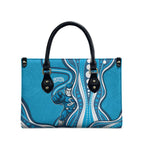 Adelaide Strikers Leather Bag Aboriginal Dot Art Cyan Blue - Tribal Wave Pattern