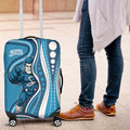 Adelaide Strikers Luggage Cover Aboriginal Dot Art Cyan Blue - Tribal Wave Pattern