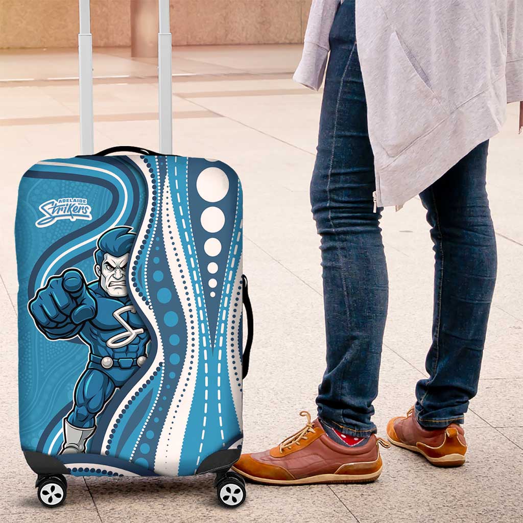 Adelaide Strikers Luggage Cover Aboriginal Dot Art Cyan Blue - Tribal Wave Pattern