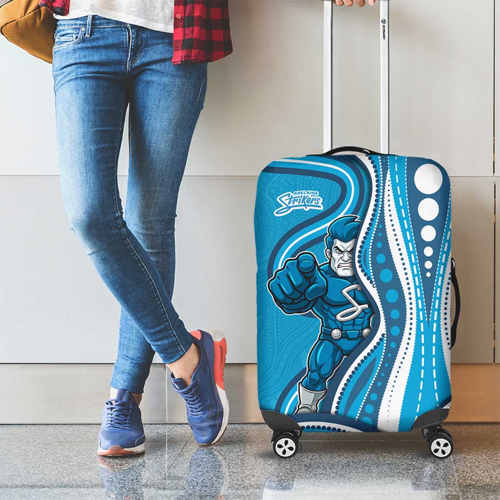 Adelaide Strikers Luggage Cover Aboriginal Dot Art Cyan Blue - Tribal Wave Pattern