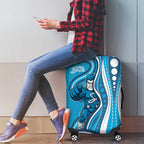 Adelaide Strikers Luggage Cover Aboriginal Dot Art Cyan Blue - Tribal Wave Pattern