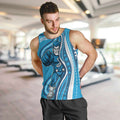 Adelaide Strikers Men Tank Top Aboriginal Dot Art Cyan Blue - Tribal Wave Pattern