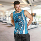 Adelaide Strikers Men Tank Top Aboriginal Dot Art Cyan Blue - Tribal Wave Pattern