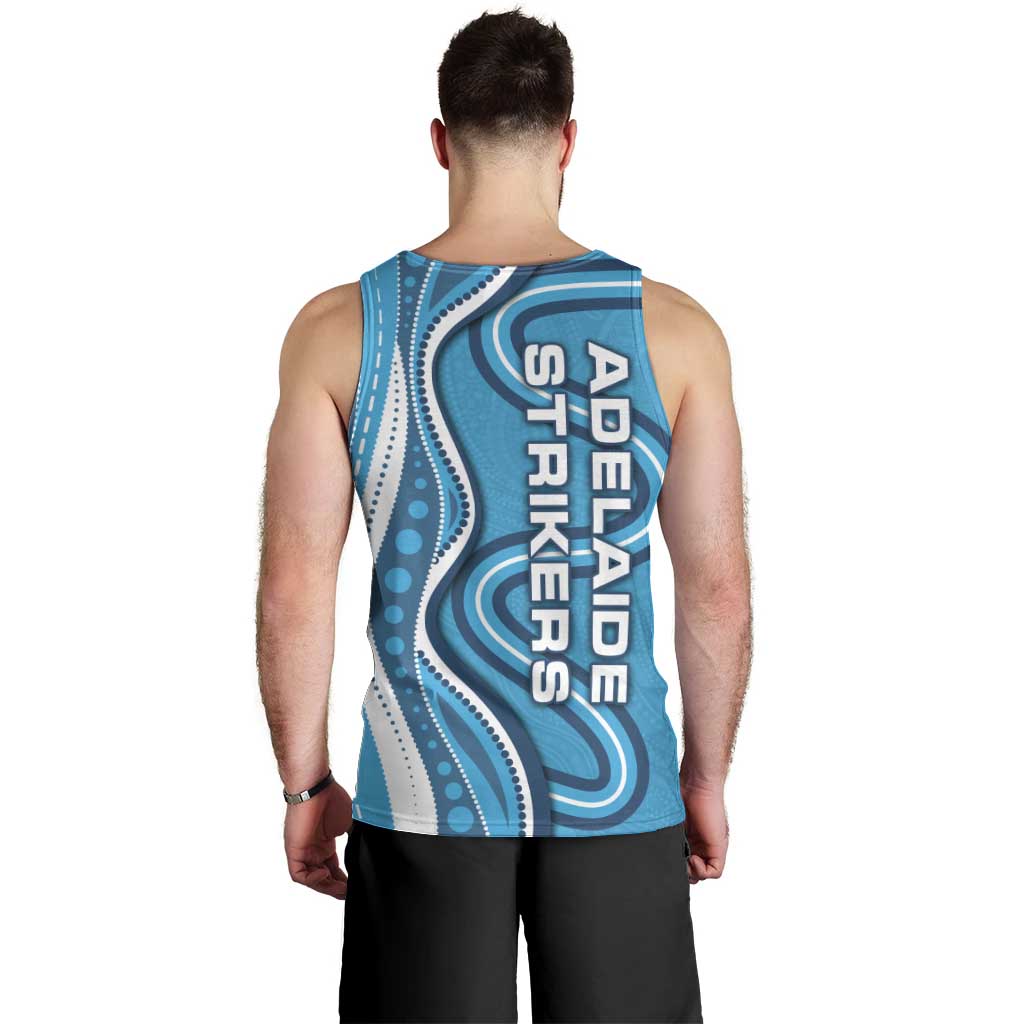 Adelaide Strikers Men Tank Top Aboriginal Dot Art Cyan Blue - Tribal Wave Pattern