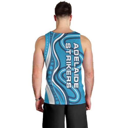 Adelaide Strikers Men Tank Top Aboriginal Dot Art Cyan Blue - Tribal Wave Pattern