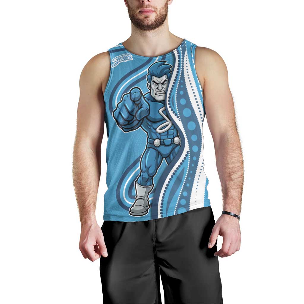 Adelaide Strikers Men Tank Top Aboriginal Dot Art Cyan Blue - Tribal Wave Pattern