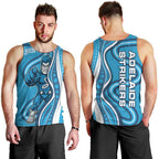 Adelaide Strikers Men Tank Top Aboriginal Dot Art Cyan Blue - Tribal Wave Pattern