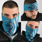 Adelaide Strikers Neck Gaiter Aboriginal Dot Art Cyan Blue - Tribal Wave Pattern