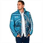 Adelaide Strikers Padded Jacket Aboriginal Dot Art Cyan Blue - Tribal Wave Pattern