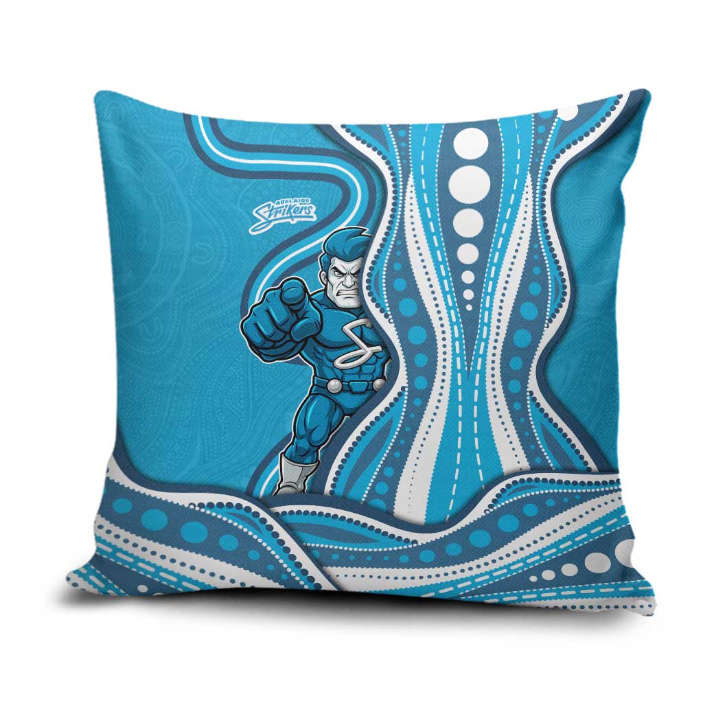 Adelaide Strikers Pillow Cover Aboriginal Dot Art Cyan Blue - Tribal Wave Pattern