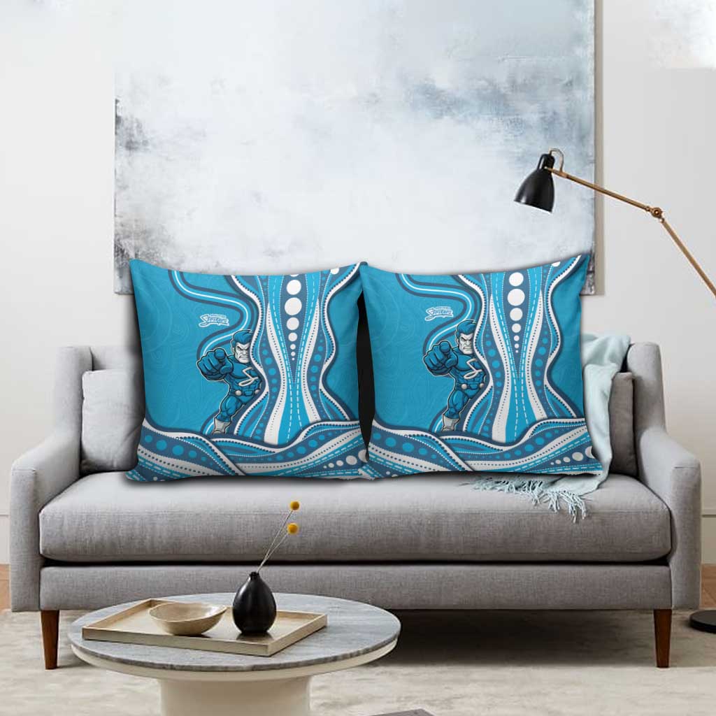 Adelaide Strikers Pillow Cover Aboriginal Dot Art Cyan Blue - Tribal Wave Pattern