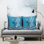 Adelaide Strikers Pillow Cover Aboriginal Dot Art Cyan Blue - Tribal Wave Pattern