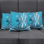 Adelaide Strikers Pillow Cover Aboriginal Dot Art Cyan Blue - Tribal Wave Pattern