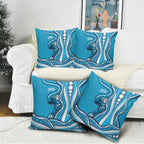 Adelaide Strikers Pillow Cover Aboriginal Dot Art Cyan Blue - Tribal Wave Pattern