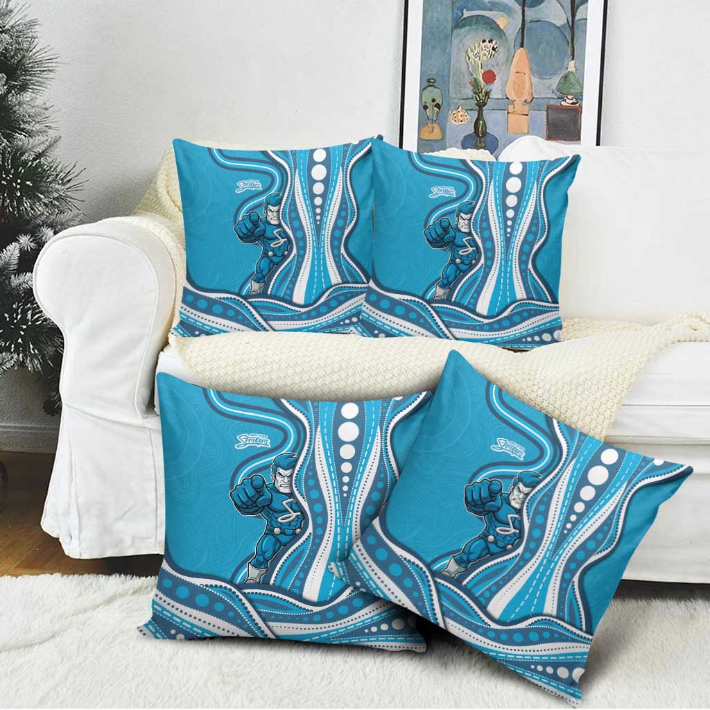 Adelaide Strikers Pillow Cover Aboriginal Dot Art Cyan Blue - Tribal Wave Pattern