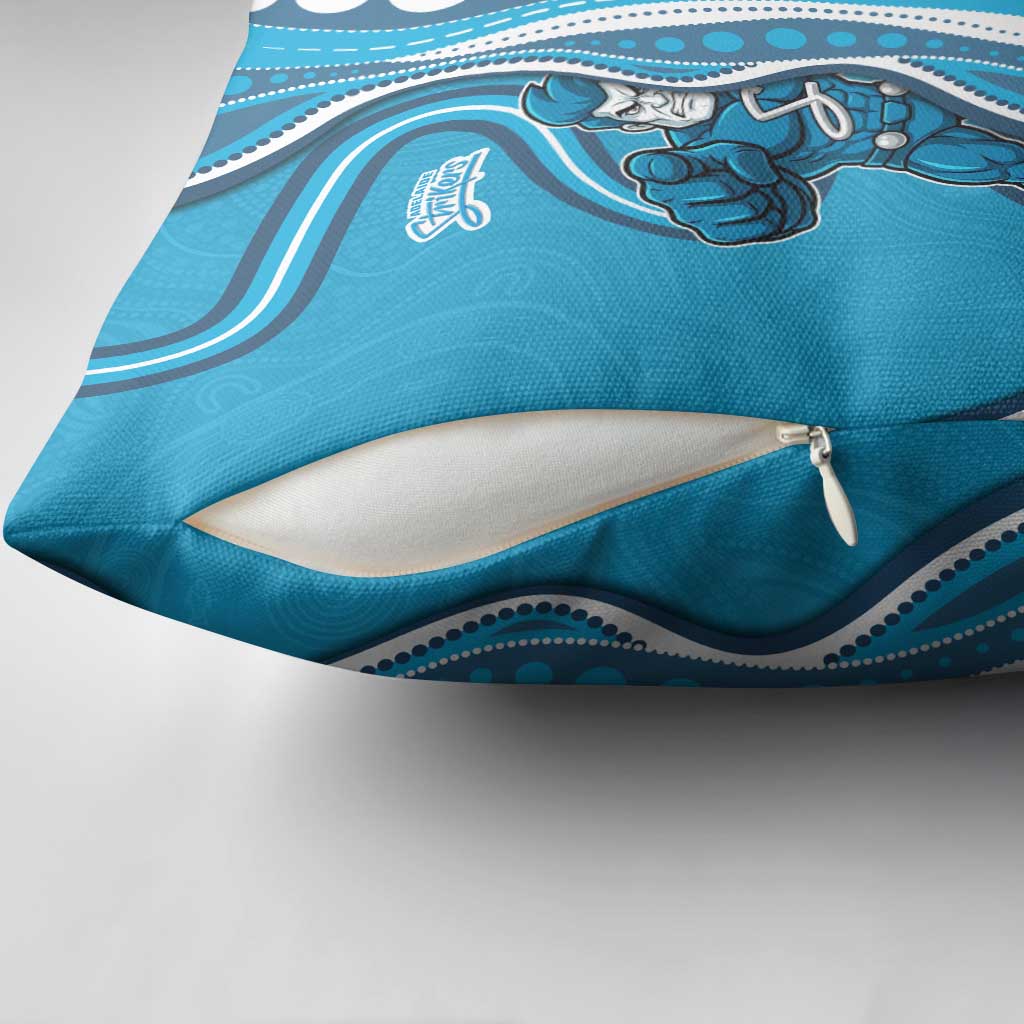 Adelaide Strikers Pillow Cover Aboriginal Dot Art Cyan Blue - Tribal Wave Pattern