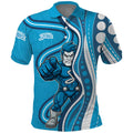 Adelaide Strikers Polo Shirt Aboriginal Dot Art Cyan Blue - Tribal Wave Pattern