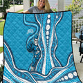 Adelaide Strikers Quilt Aboriginal Dot Art Cyan Blue - Tribal Wave Pattern