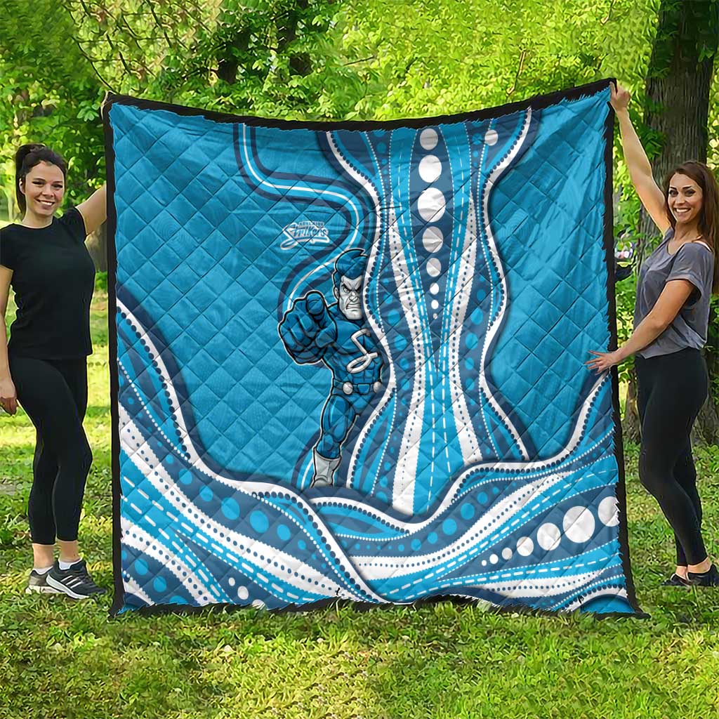 Adelaide Strikers Quilt Aboriginal Dot Art Cyan Blue - Tribal Wave Pattern
