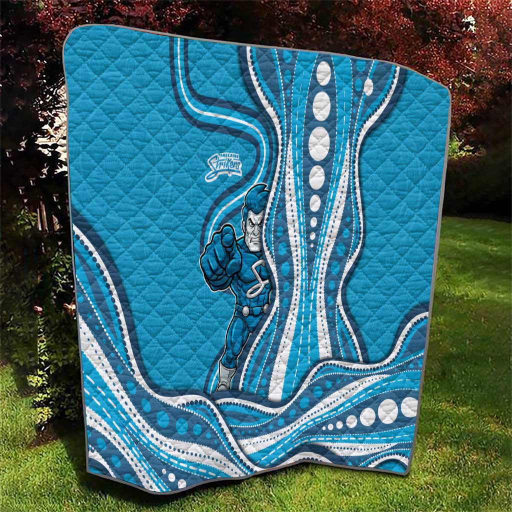 Adelaide Strikers Quilt Aboriginal Dot Art Cyan Blue - Tribal Wave Pattern