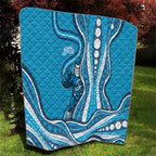 Adelaide Strikers Quilt Aboriginal Dot Art Cyan Blue - Tribal Wave Pattern