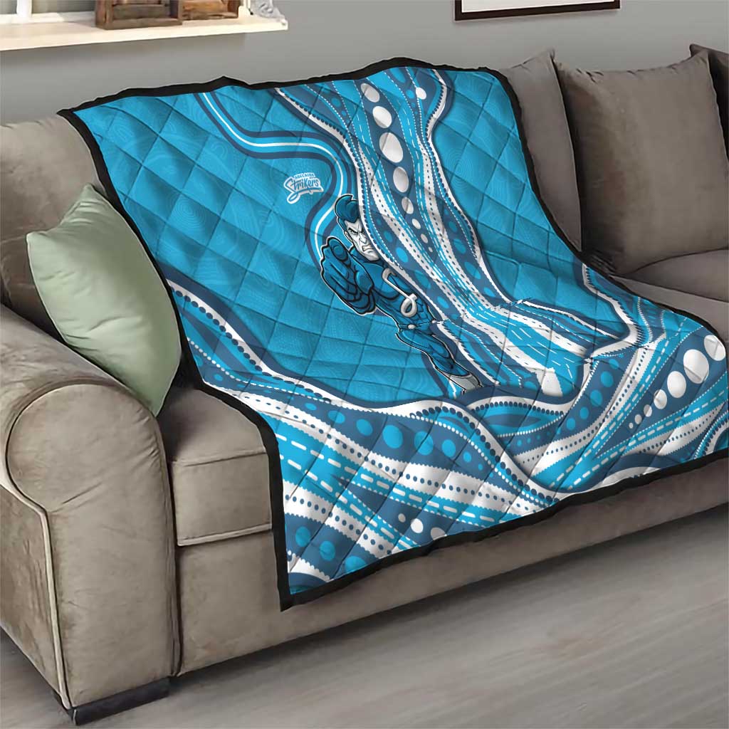 Adelaide Strikers Quilt Aboriginal Dot Art Cyan Blue - Tribal Wave Pattern