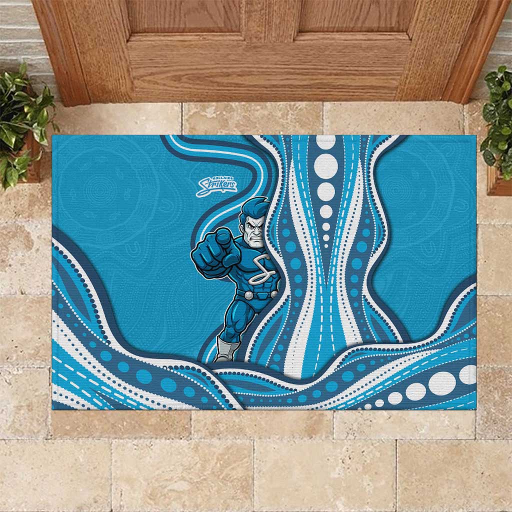 Adelaide Strikers Rubber Doormat Aboriginal Dot Art Cyan Blue - Tribal Wave Pattern