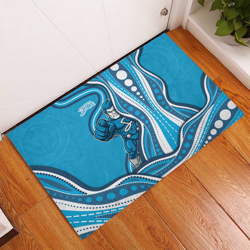 Adelaide Strikers Rubber Doormat Aboriginal Dot Art Cyan Blue - Tribal Wave Pattern