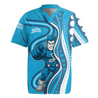 Adelaide Strikers Rugby Jersey Aboriginal Dot Art Cyan Blue - Tribal Wave Pattern