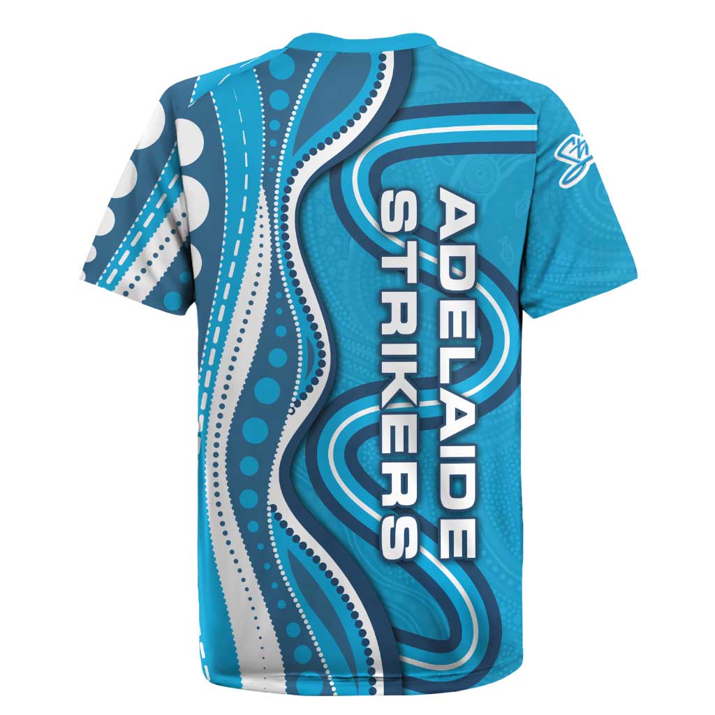 Adelaide Strikers Rugby Jersey Aboriginal Dot Art Cyan Blue - Tribal Wave Pattern
