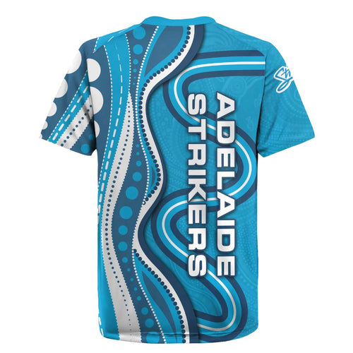 Adelaide Strikers Rugby Jersey Aboriginal Dot Art Cyan Blue - Tribal Wave Pattern