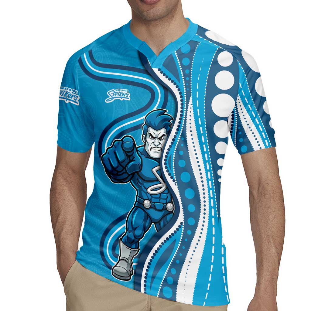 Adelaide Strikers Rugby Jersey Aboriginal Dot Art Cyan Blue - Tribal Wave Pattern