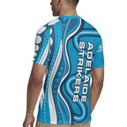 Adelaide Strikers Rugby Jersey Aboriginal Dot Art Cyan Blue - Tribal Wave Pattern