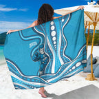 Adelaide Strikers Sarong Aboriginal Dot Art Cyan Blue - Tribal Wave Pattern