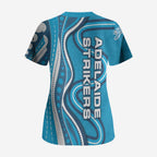 Adelaide Strikers Scrub Top Aboriginal Dot Art Cyan Blue - Tribal Wave Pattern