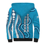 Adelaide Strikers Sherpa Hoodie Aboriginal Dot Art Cyan Blue - Tribal Wave Pattern