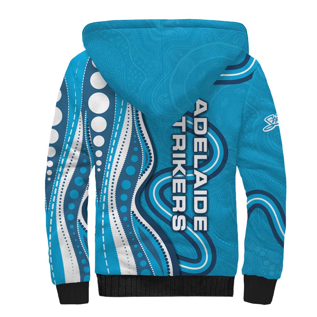 Adelaide Strikers Sherpa Hoodie Aboriginal Dot Art Cyan Blue - Tribal Wave Pattern