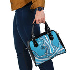 Adelaide Strikers Shoulder Handbag Aboriginal Dot Art Cyan Blue - Tribal Wave Pattern