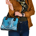 Adelaide Strikers Shoulder Handbag Aboriginal Dot Art Cyan Blue - Tribal Wave Pattern