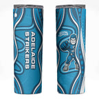 Adelaide Strikers Skinny Tumbler Aboriginal Dot Art Cyan Blue - Tribal Wave Pattern