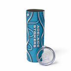 Adelaide Strikers Skinny Tumbler Aboriginal Dot Art Cyan Blue - Tribal Wave Pattern