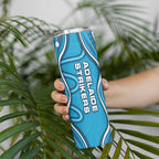 Adelaide Strikers Skinny Tumbler Aboriginal Dot Art Cyan Blue - Tribal Wave Pattern
