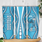 Adelaide Strikers Skinny Tumbler Aboriginal Dot Art Cyan Blue - Tribal Wave Pattern