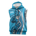 Adelaide Strikers Sleeveless Hoodie Aboriginal Dot Art Cyan Blue - Tribal Wave Pattern