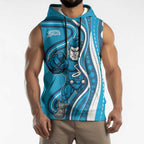 Adelaide Strikers Sleeveless Hoodie Aboriginal Dot Art Cyan Blue - Tribal Wave Pattern